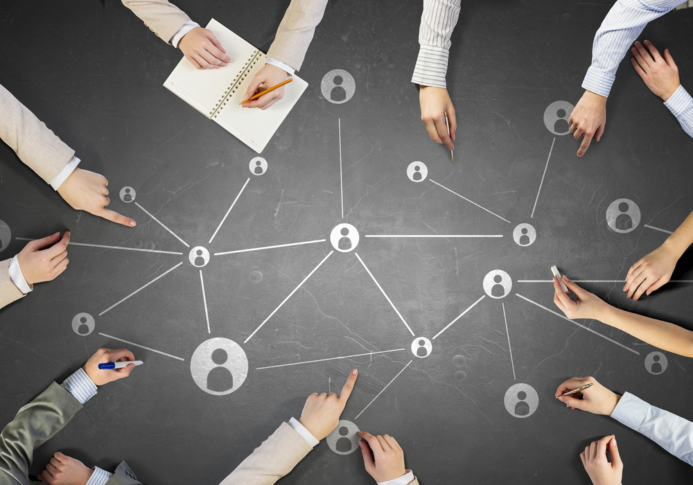 Creative work of business team sales and marketing alignment