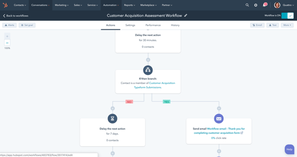 HubSpot Workflow screen shot