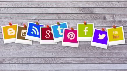 Digital Inbound Marketing Strategy - Social Media Logos hanging on a line