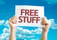 Free Stuff card with sky background