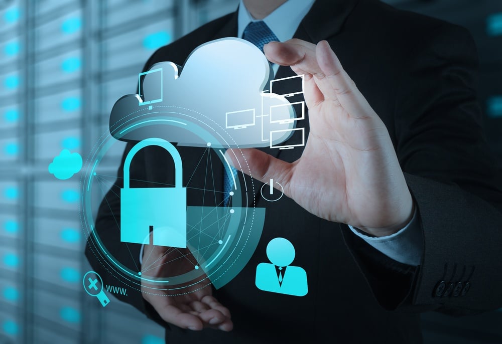 GDPR Guide showing security-cloud icon with padlock as Internet security online business concept